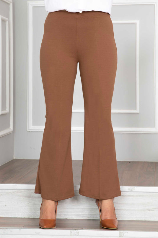 Belted Spanish Flare Modest Trousers Tan