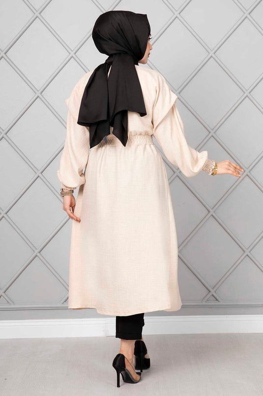 Lange Hijab-Mütze in Creme mit elastischem Bund