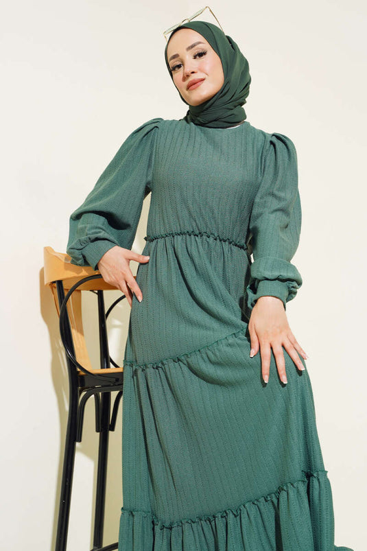 Robe Superposée à Taille Élastique Vert