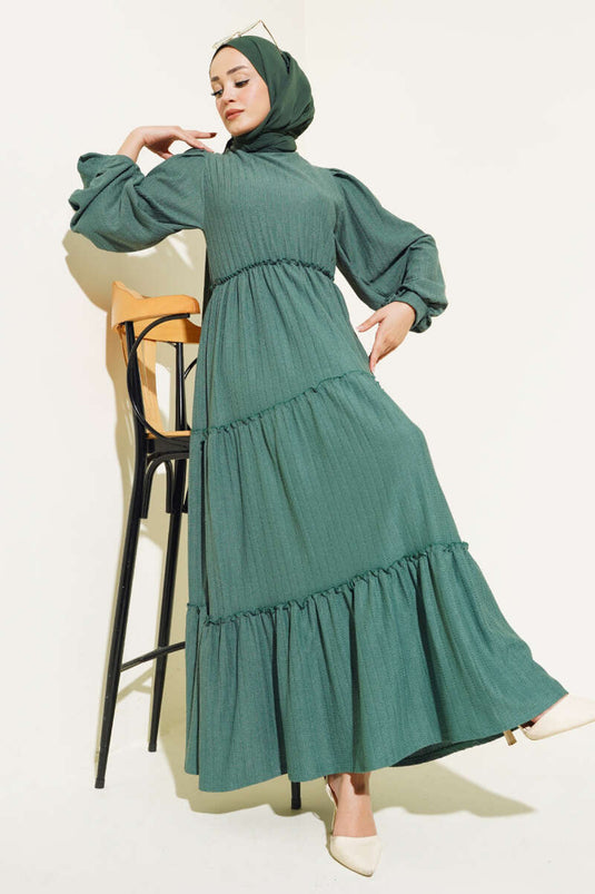 Robe Superposée à Taille Élastique Vert