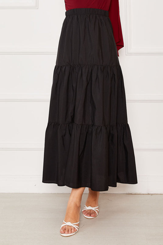 Jupe superposée à taille élastique noire