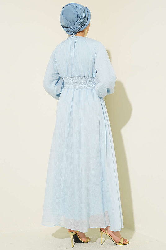 Acquista Abito Svasato con Elastico Azzurro Bebè