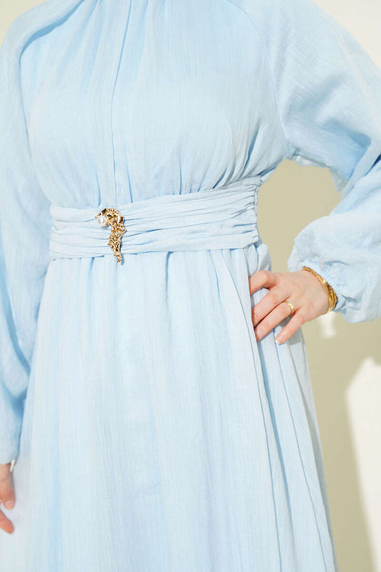 Acquista Abito Svasato con Elastico Azzurro Bebè