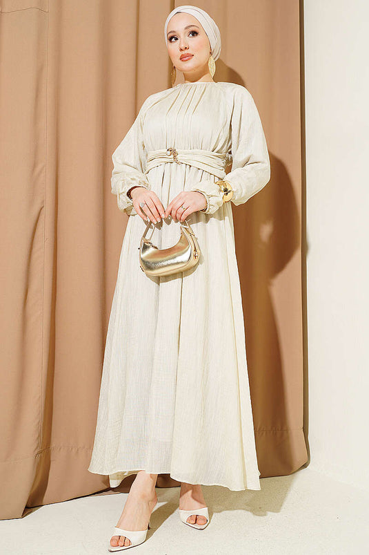 Buy Elastic Waist Flared Dress Stone