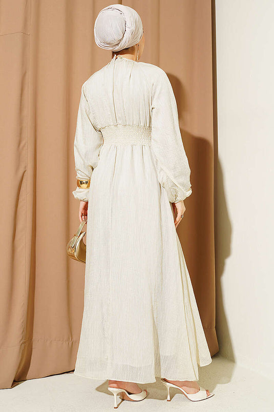 Buy Elastic Waist Flared Dress Stone