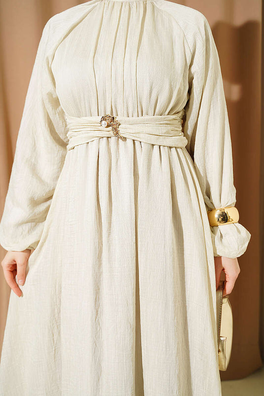 Buy Elastic Waist Flared Dress Stone