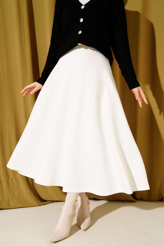 Jupe de plongée blanche évasée avec taille élastique