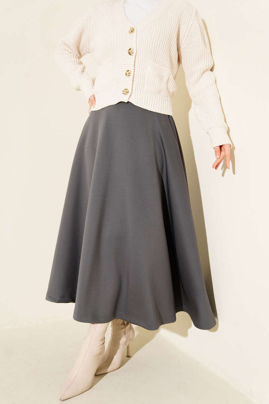 Jupe de plongée évasée à taille élastique, gris fumé