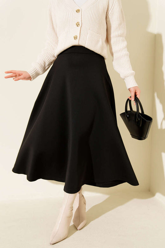 Jupe de plongée noire évasée avec taille élastique