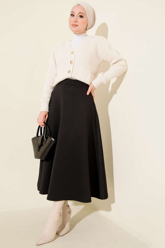 Jupe de plongée noire évasée avec taille élastique