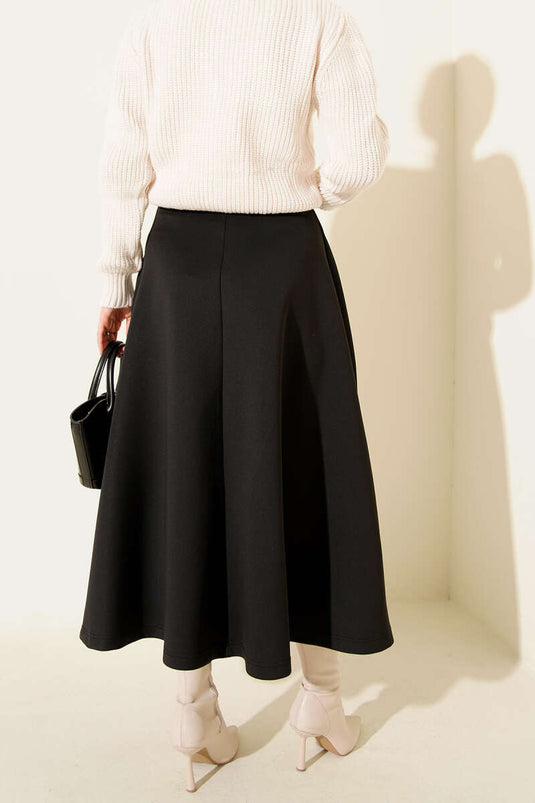 Jupe de plongée noire évasée avec taille élastique