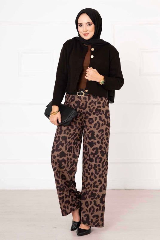 Beli Lastikli Leopar Pantolon -2