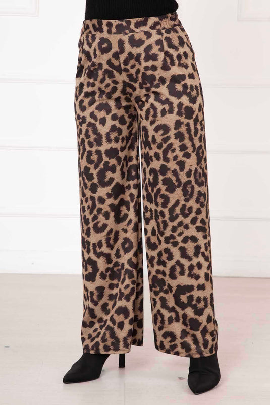 Beli Lastikli Leopar Pantolon -3