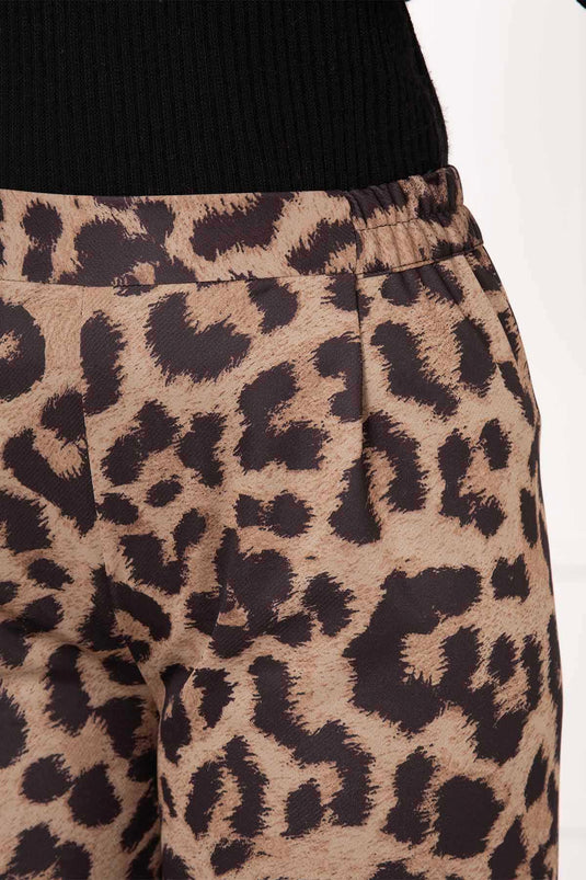 Beli Lastikli Leopar Pantolon -3