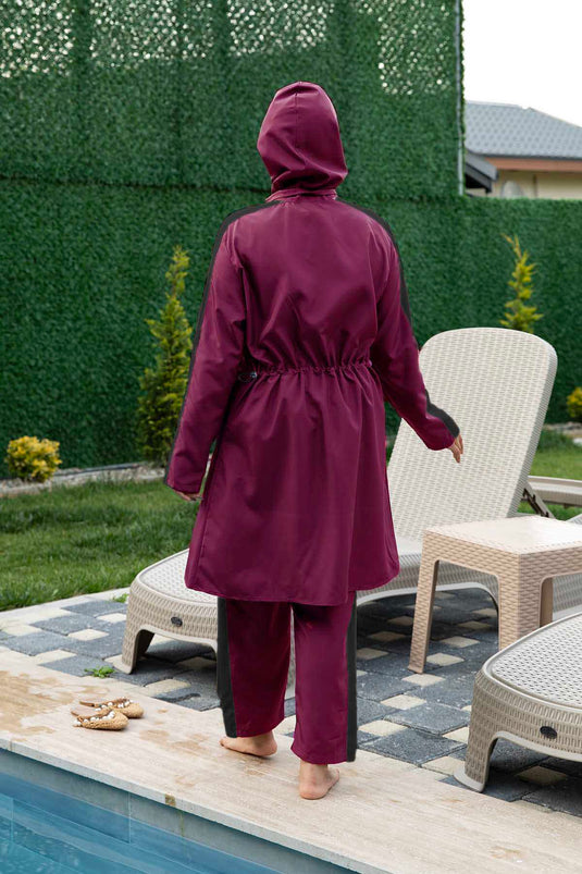 Costume da bagno Hijab in tessuto paracadute con cerniera Fucsia