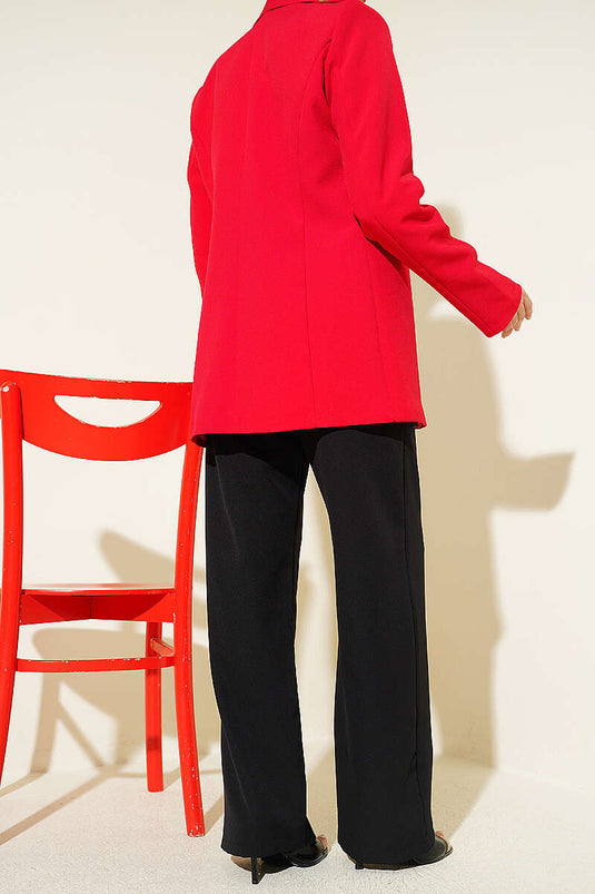 Achetez pantalon à taille élastique avec pinces devant noir
