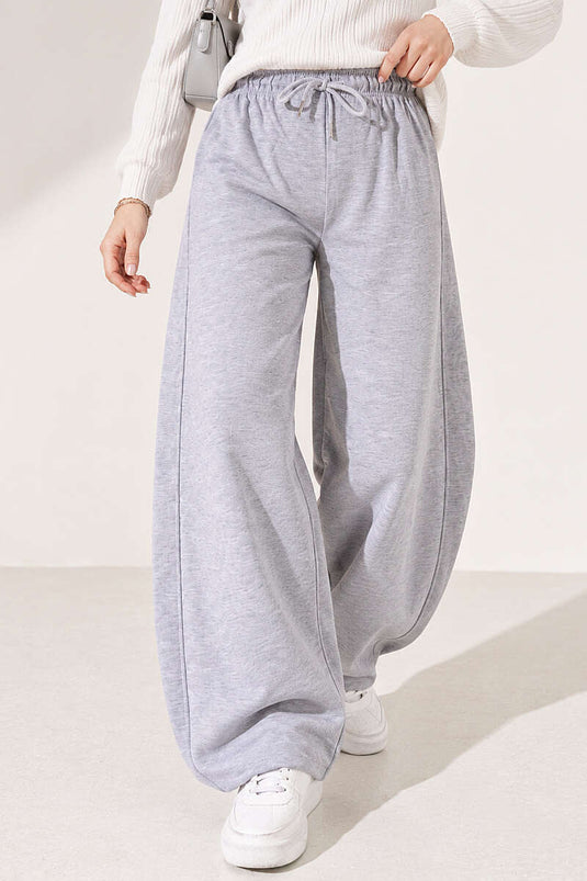 Beli Lastikli Oversize Pantolon Gri