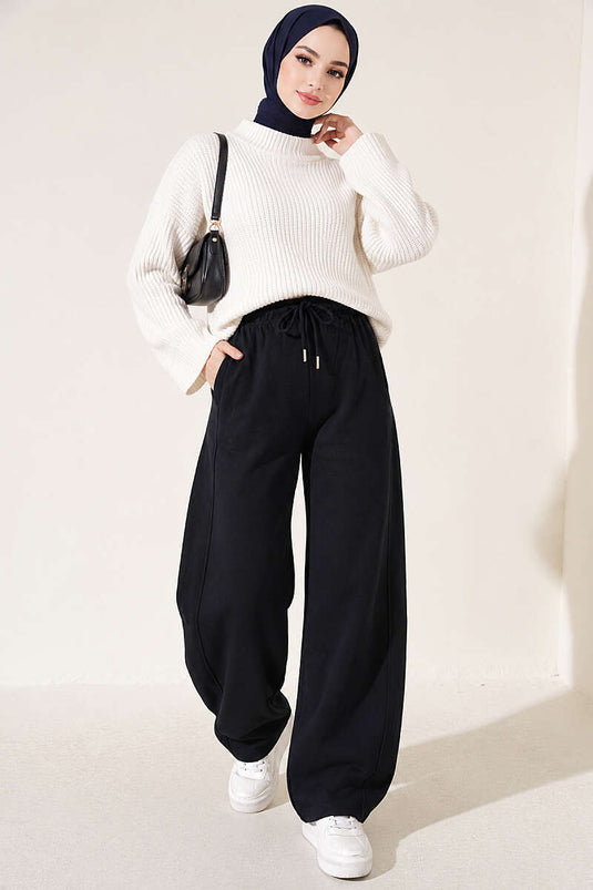 Beli Lastikli Oversize Pantolon Lacivert