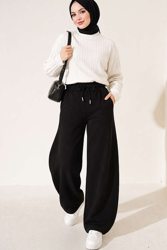 Beli Lastikli Oversize Pantolon Siyah