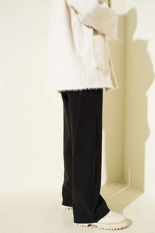 Beli Lastikli Palazzo Pantolon Siyah