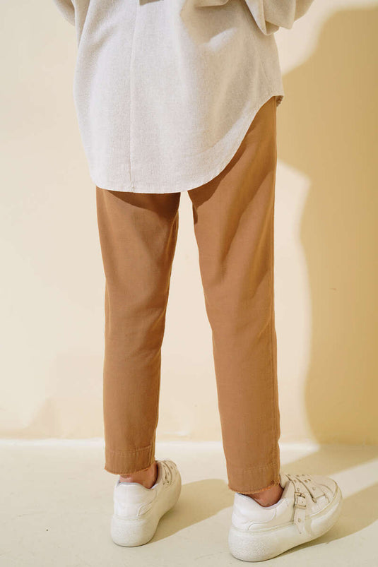 Pantalon Taille Elastique Camel