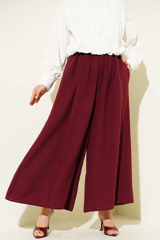 Acheter jupe-pantalon élastique bordeaux