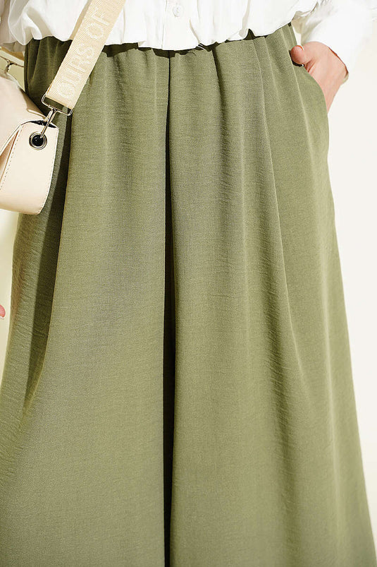 Pantalone Gonna con Elastico Verde Salvia