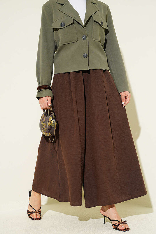 Acheter jupe-pantalon élastique marron