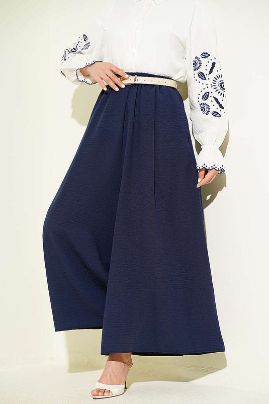 Pantalone Gonna con Elastico Blu Scuro