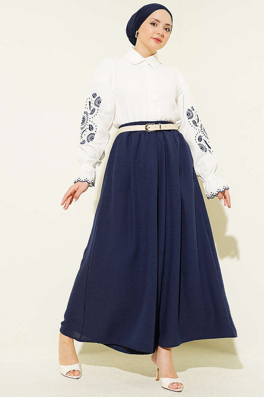 Pantalone Gonna con Elastico Blu Scuro