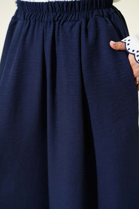 Pantalone Gonna con Elastico Blu Scuro