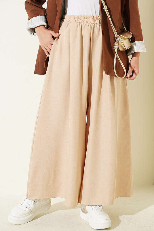 Jupe Pantalon À Taille Élastique Latte