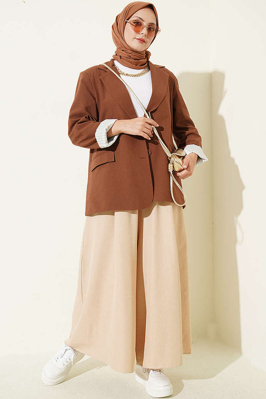 Jupe Pantalon À Taille Élastique Latte