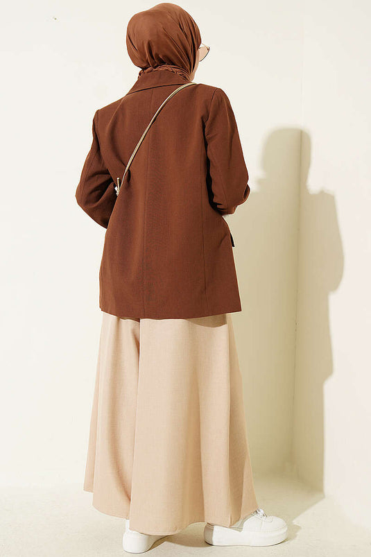 Jupe Pantalon À Taille Élastique Latte