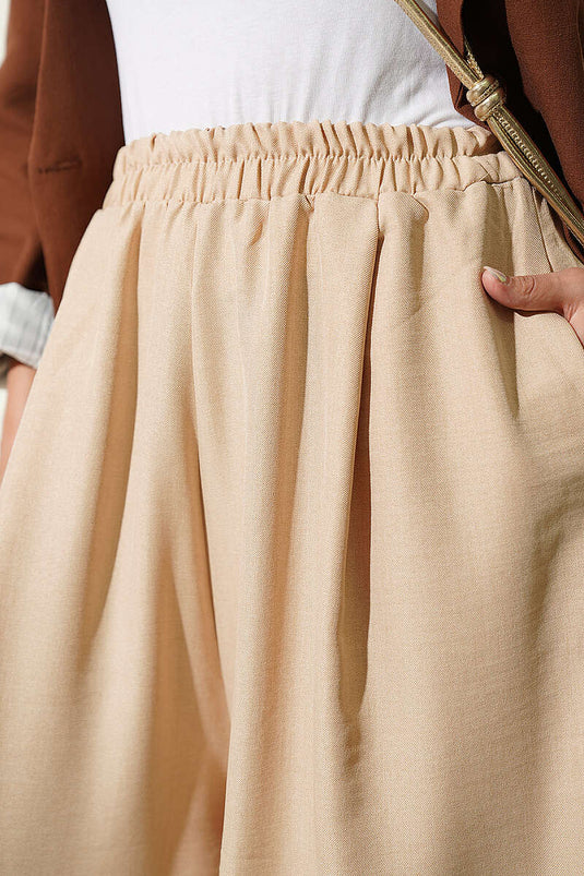 Jupe Pantalon À Taille Élastique Latte