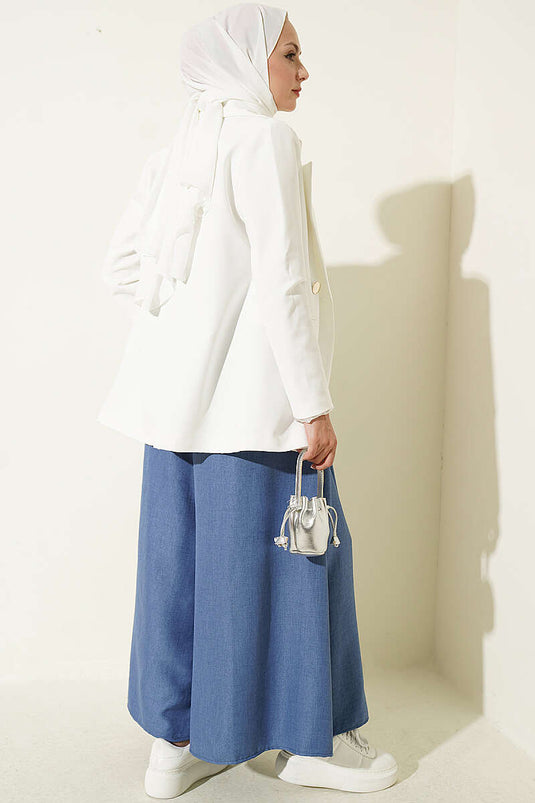 Blaue Hose Und Rock Mit Elastischer Taille