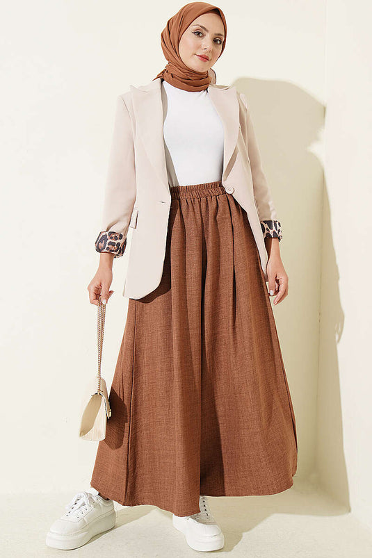 Hose Rock Mit Elastischer Taille In Hellbraun