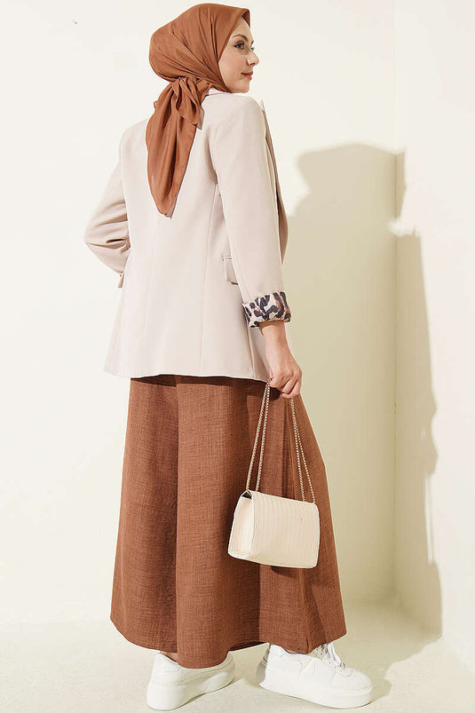 Hose Rock Mit Elastischer Taille In Hellbraun