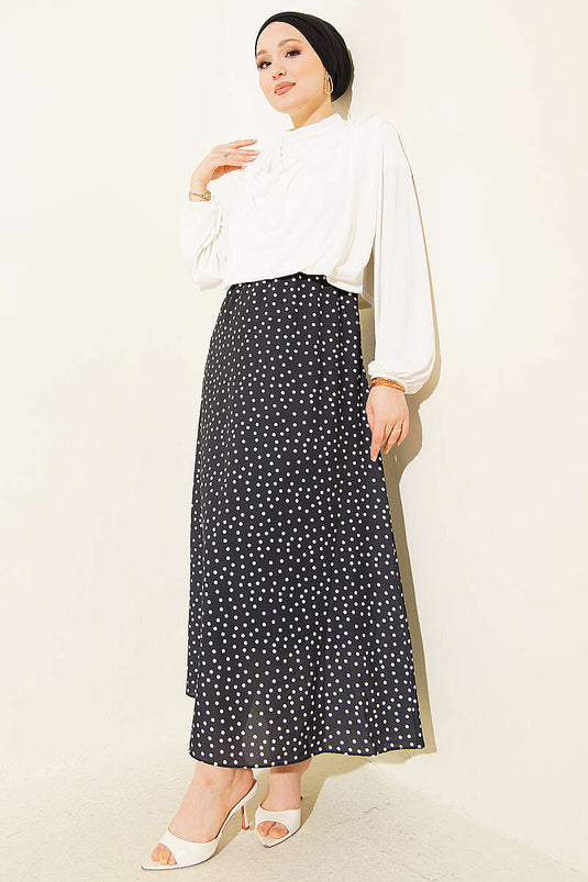 Buy Black Polka Dot Skirt with Elastic Waistband
