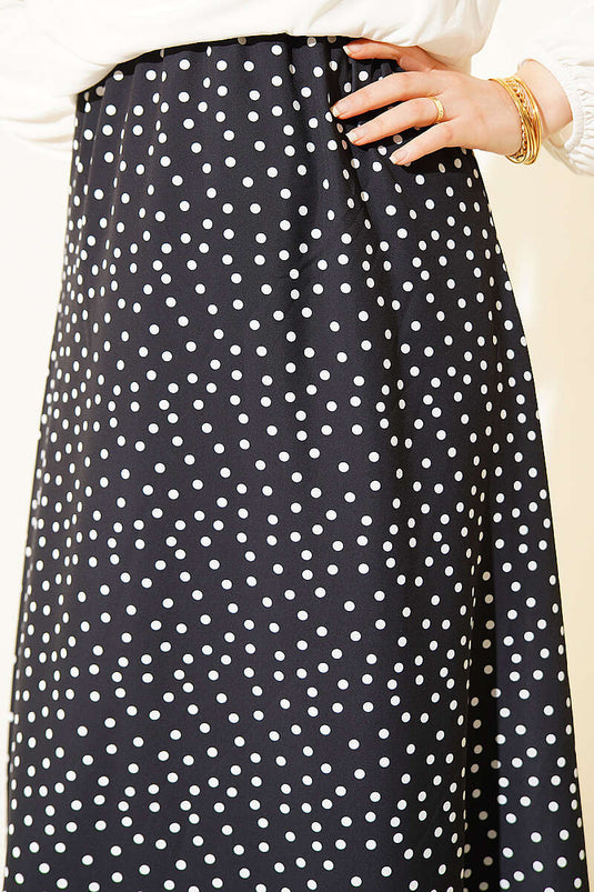 Buy Black Polka Dot Skirt with Elastic Waistband