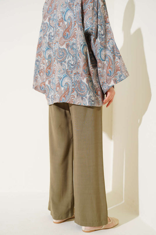 Elastic Waist Tencel Trousers, Almond Green