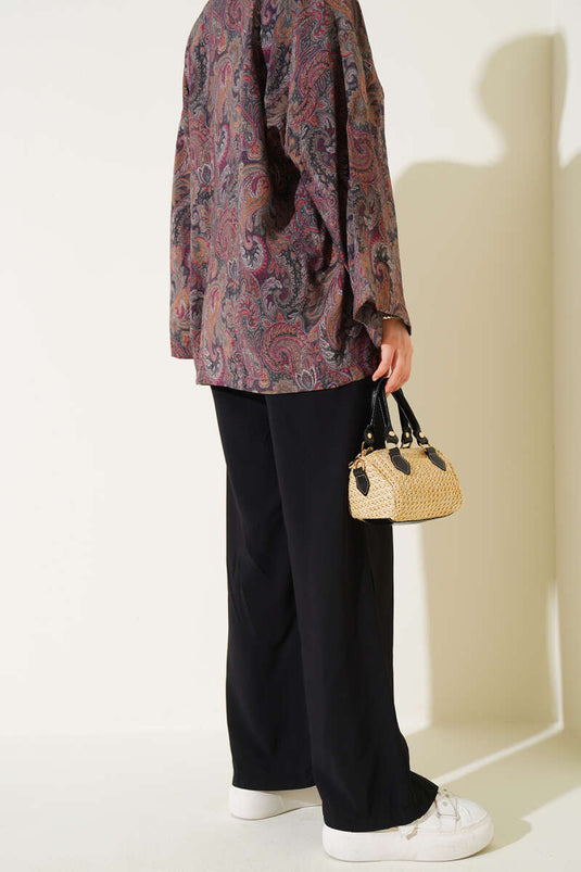 Elastic Waist Tencel Trousers Black