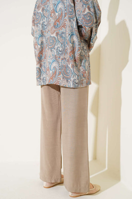 Elastic Waist Tencel Trousers Mink