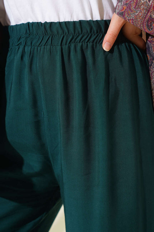 بنطلون تنسل بخصر مطاطي - زمردي