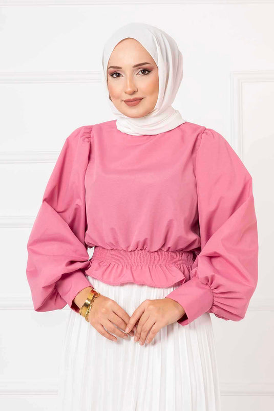 Chemisier Hijab Taille Élastique Rose Séchée