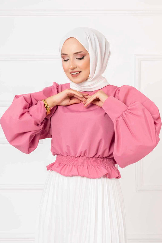 Chemisier Hijab Taille Élastique Rose Séchée