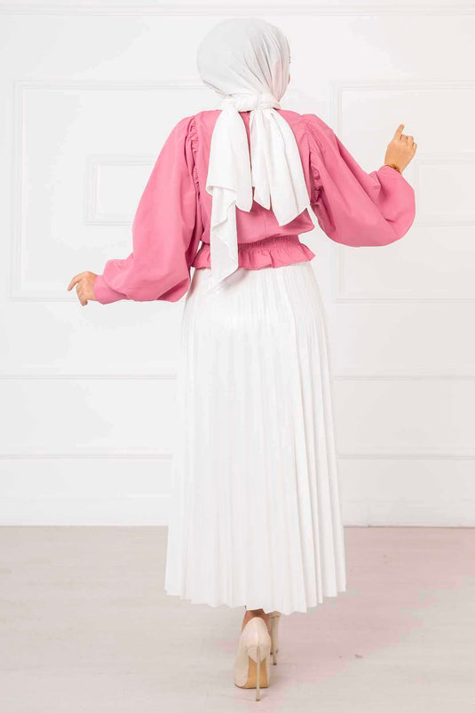 Chemisier Hijab Taille Élastique Rose Séchée