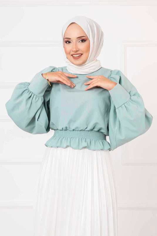 Chemisier Hijab à Taille Élastique Menthe