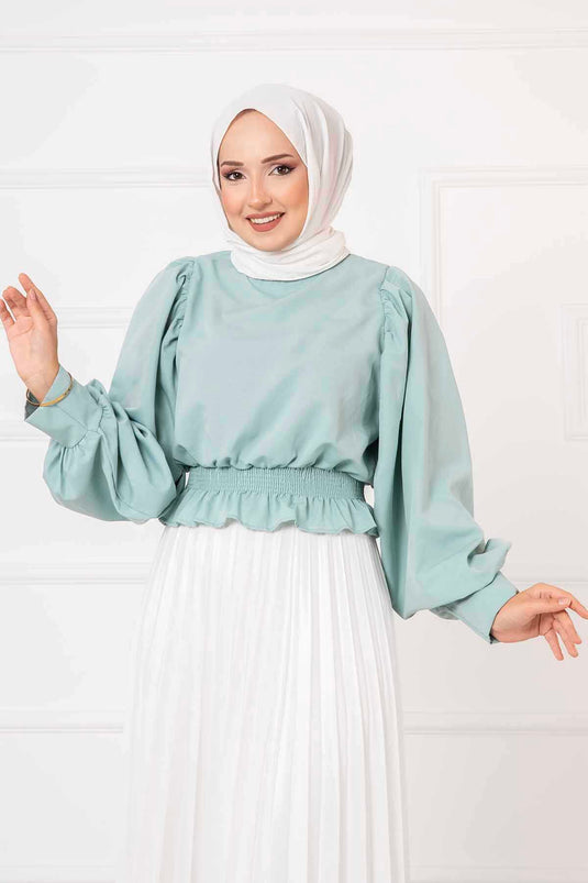 Chemisier Hijab à Taille Élastique Menthe