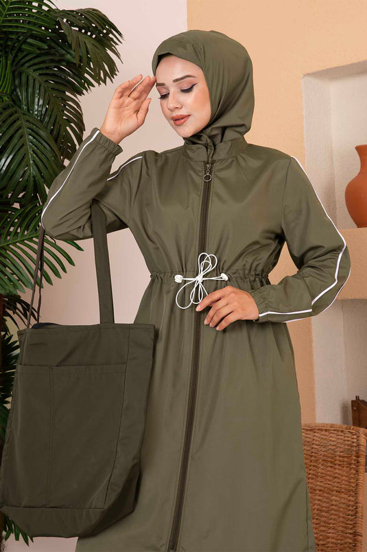 Maillot De Bain Hijab Taille Élastique Kaki